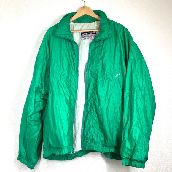 Vintage 80's Head Windbreaker Green Mens XL Sportswear Retro - Picture 2 of 15
